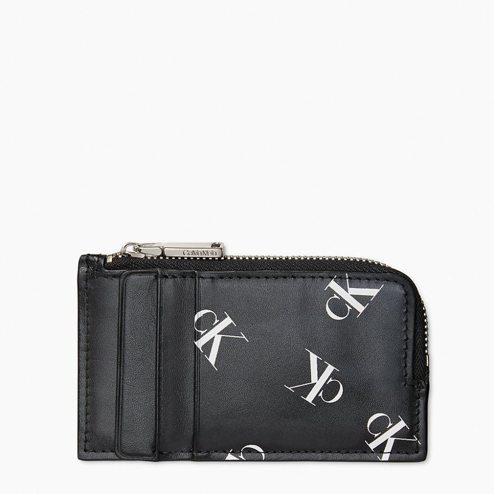 🎁Calvin Klein Monogram Logo L-Zip Card Case